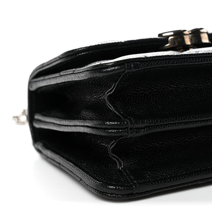 Chanel Caviar Quilted Enamel Top Handle Flap Clutch With Chain Black 10 of 11
