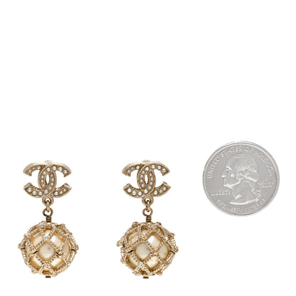 Chanel Pearl Caged CC Drop Earrings Gold 2 of 4