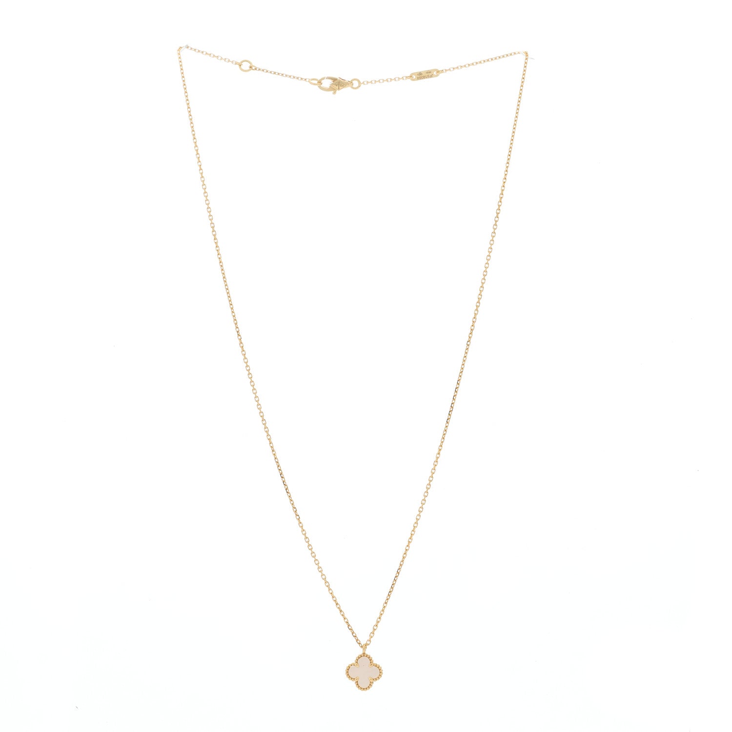Van Cleef & Arpels 18K Yellow Gold Mother of Pearl Sweet Alhambra Pendant Necklace 3 of 5