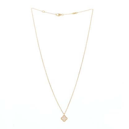 Van Cleef & Arpels 18K Yellow Gold Mother of Pearl Sweet Alhambra Pendant Necklace 3 of 5