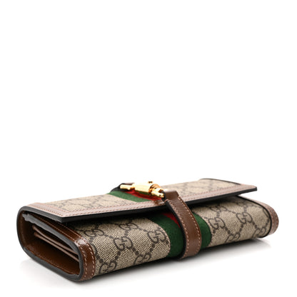 Gucci GG Supreme Monogram Azalea Calfskin Web Jackie 1961 Chain Wallet Beige Ebony Brown Sugar 4 of 8