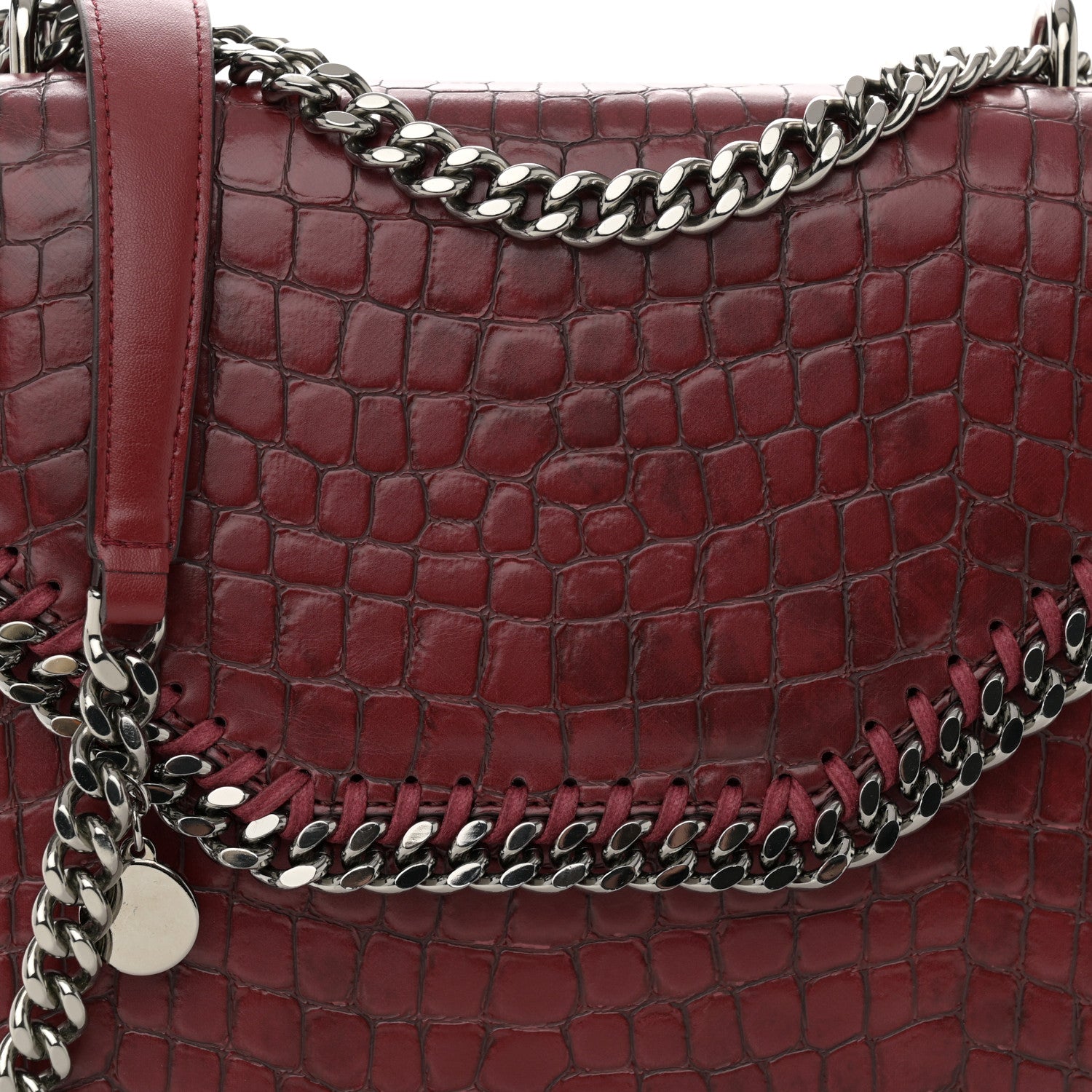 Stella McCartney Embossed Crocodile Effect Medium Falabella Box Shoulder Bag Red 7 of 11
