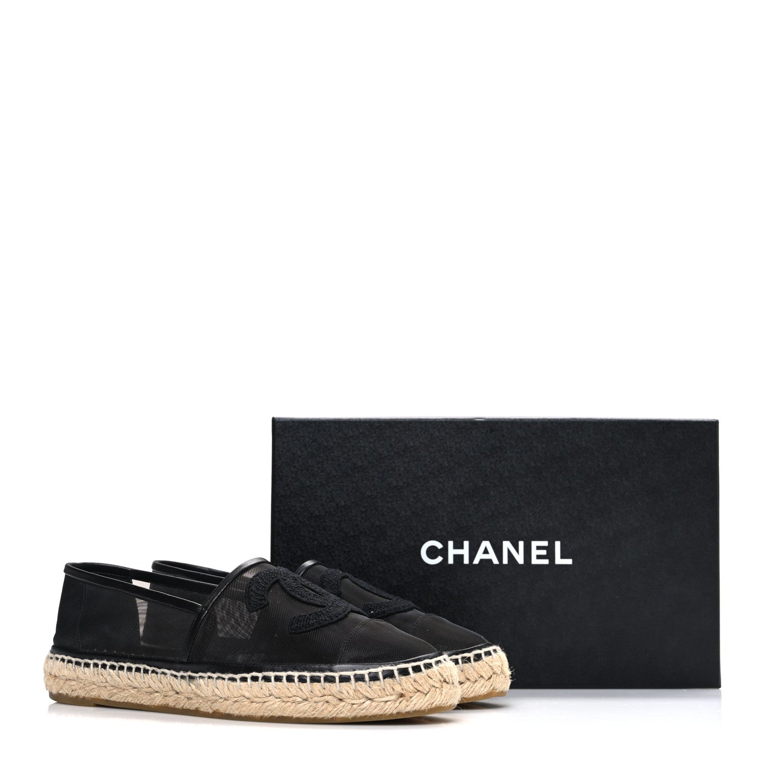 Chanel Mesh Grosgrain CC Espadrilles 38 Black 10 of 10