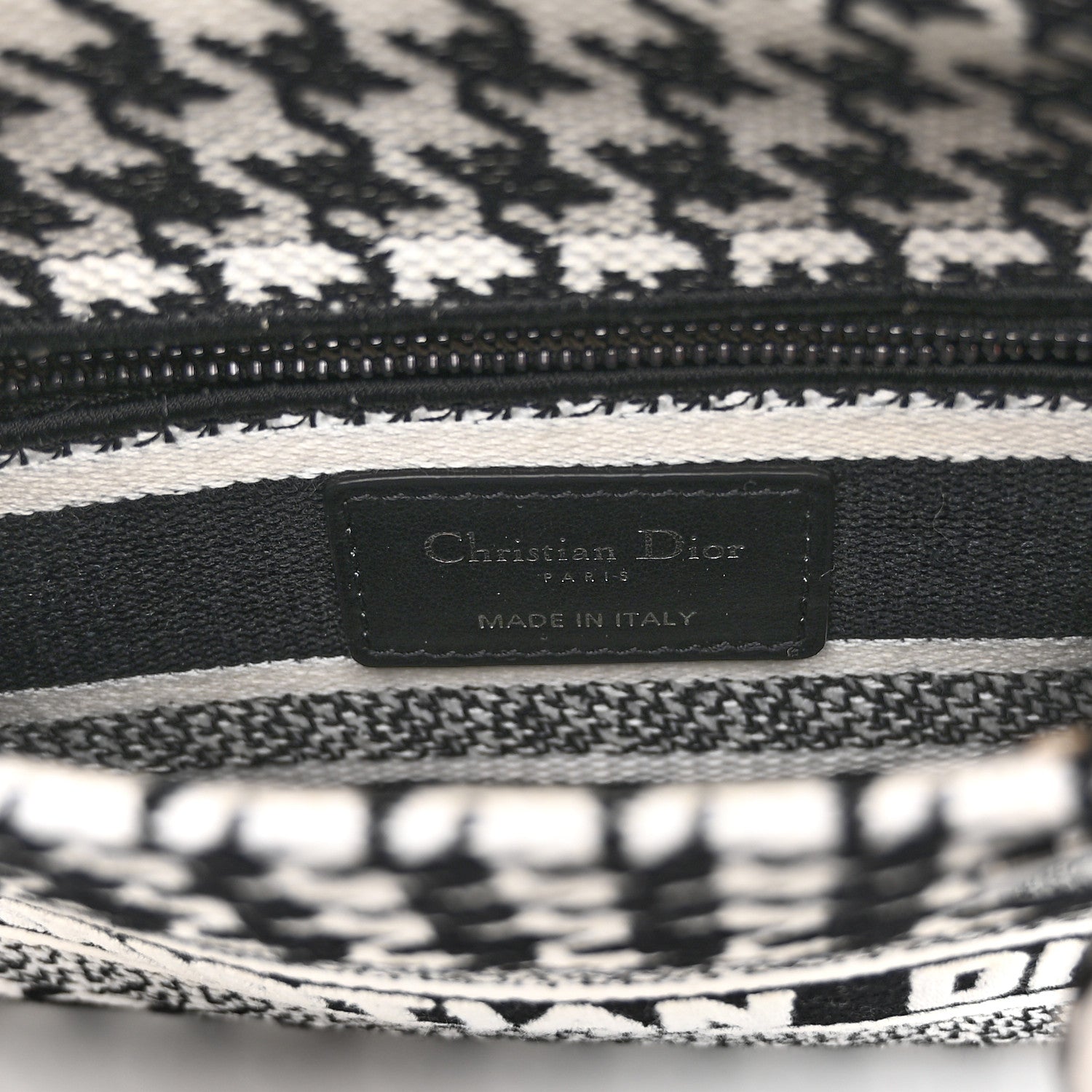 Christian Dior Canvas Houndstooth Embroidered Mini Lady D-Lite Black White 6 of 9