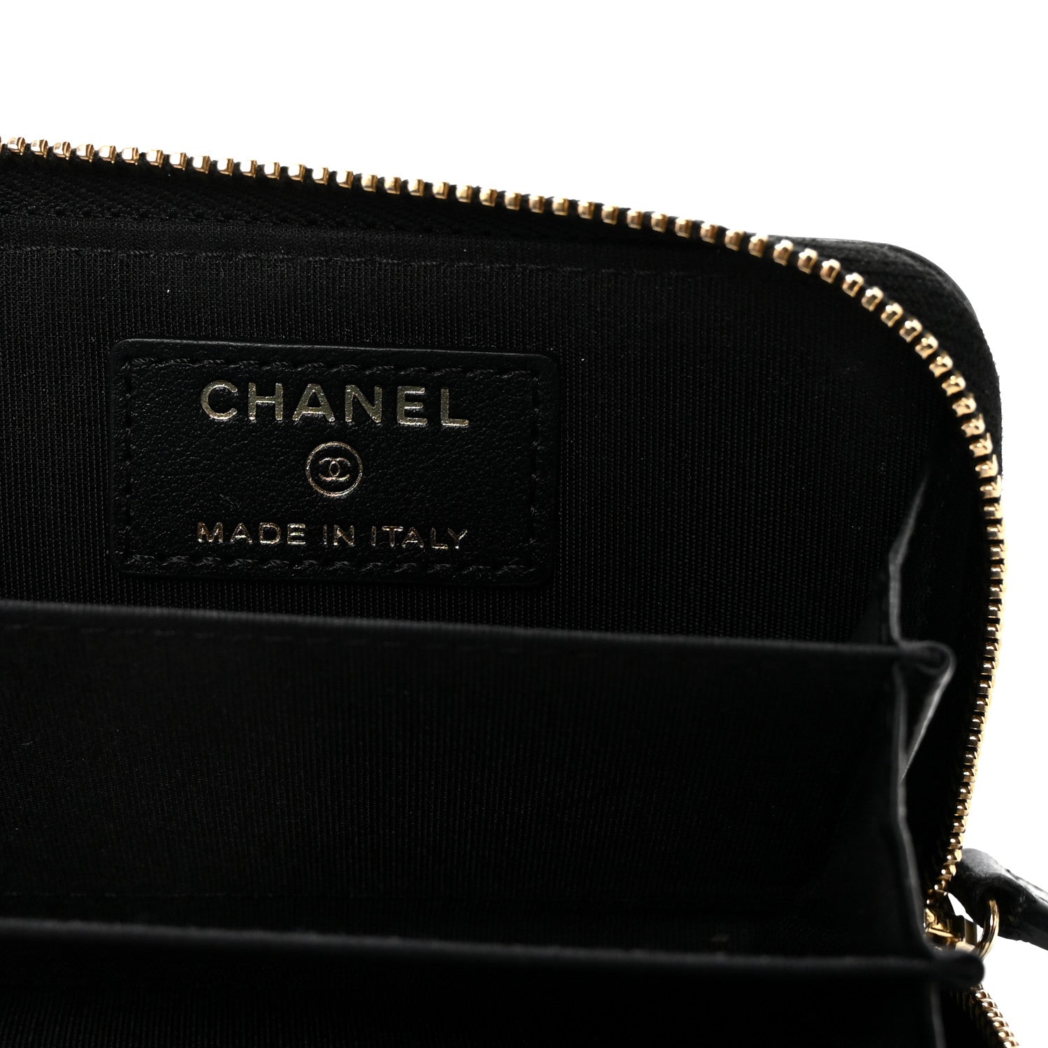 Chanel Lambskin Studded Quilted Compact Zip Around Wallet Black 6 of 7