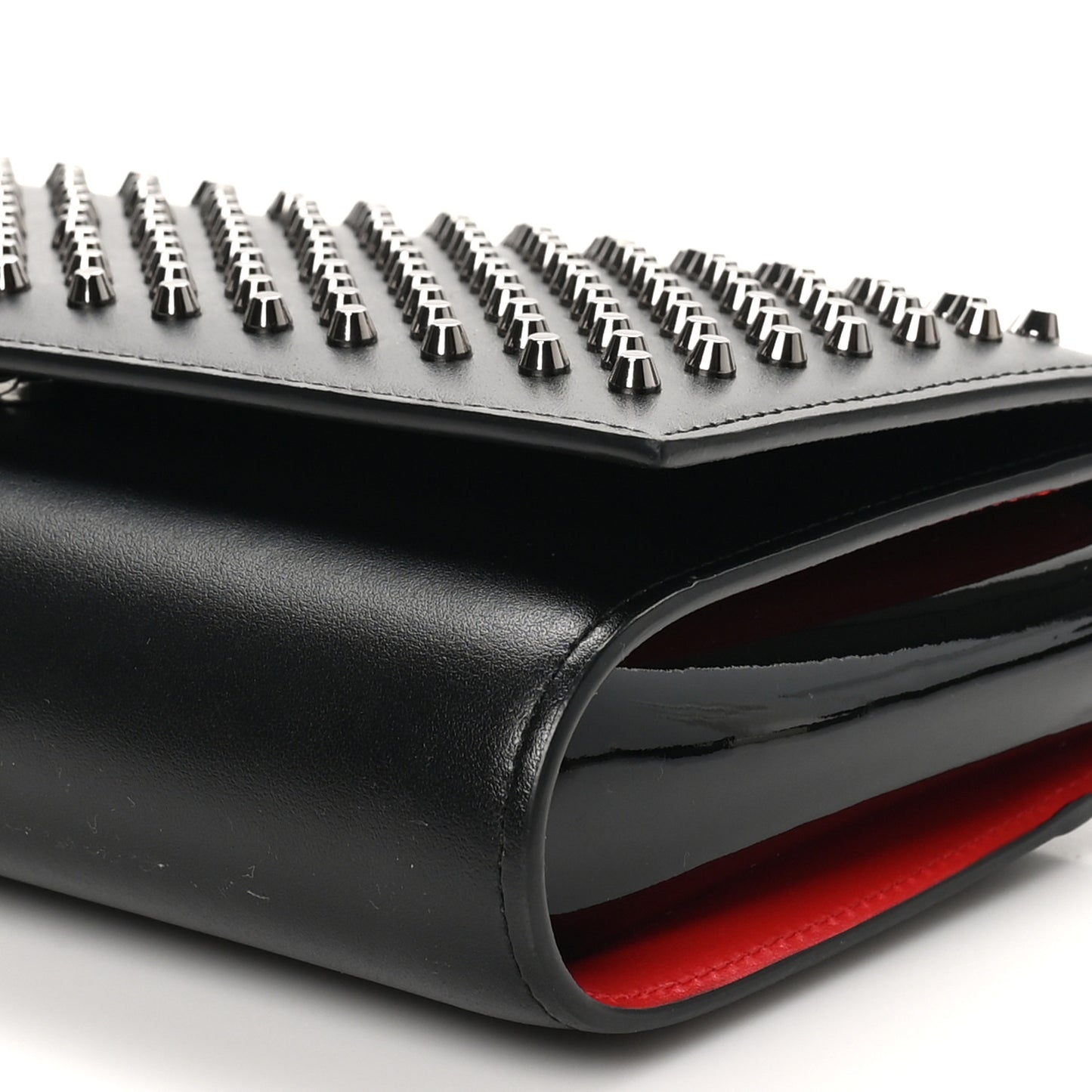 Calfskin Patent Spikes Paloma Clutch Black
