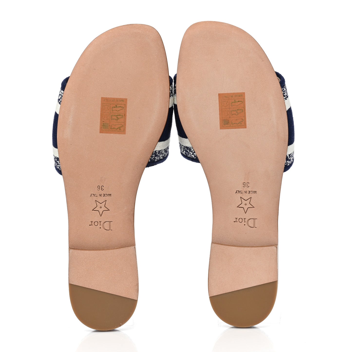 Canvas Around the World Embroidered Dway Flat Slide Sandals 36 True Blue