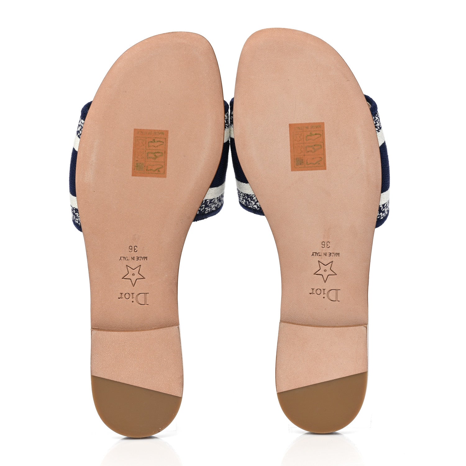 Christian Dior Canvas Around the World Embroidered Dway Flat Slide Sandals 36 True Blue 5 of 8
