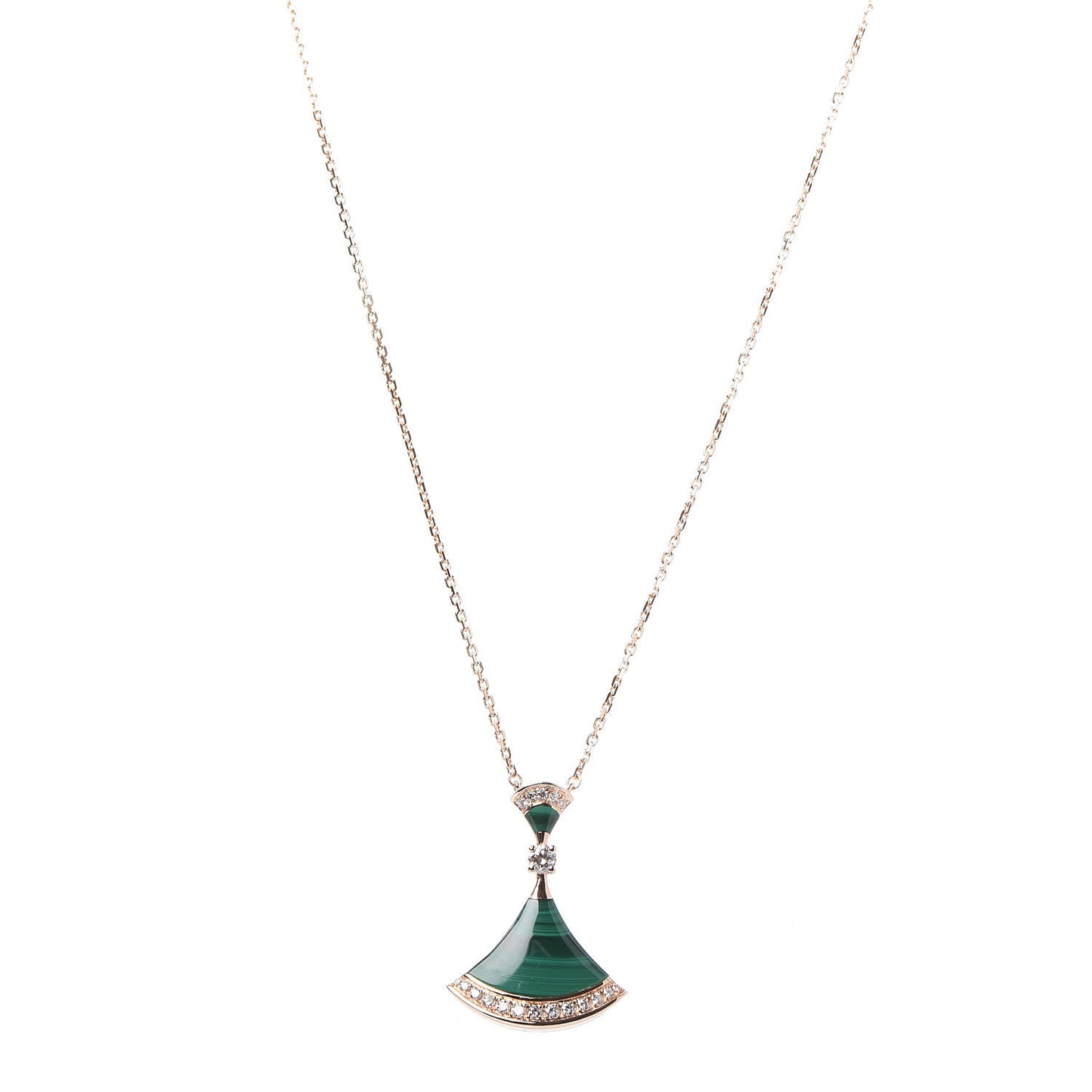18K Rose Gold Diamond Malachite Divas' Dream Pendant Necklace