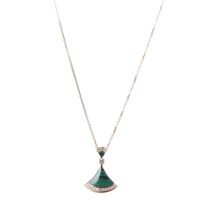 Bulgari 18K Rose Gold Diamond Malachite Divas' Dream Pendant Necklace 1 of 6