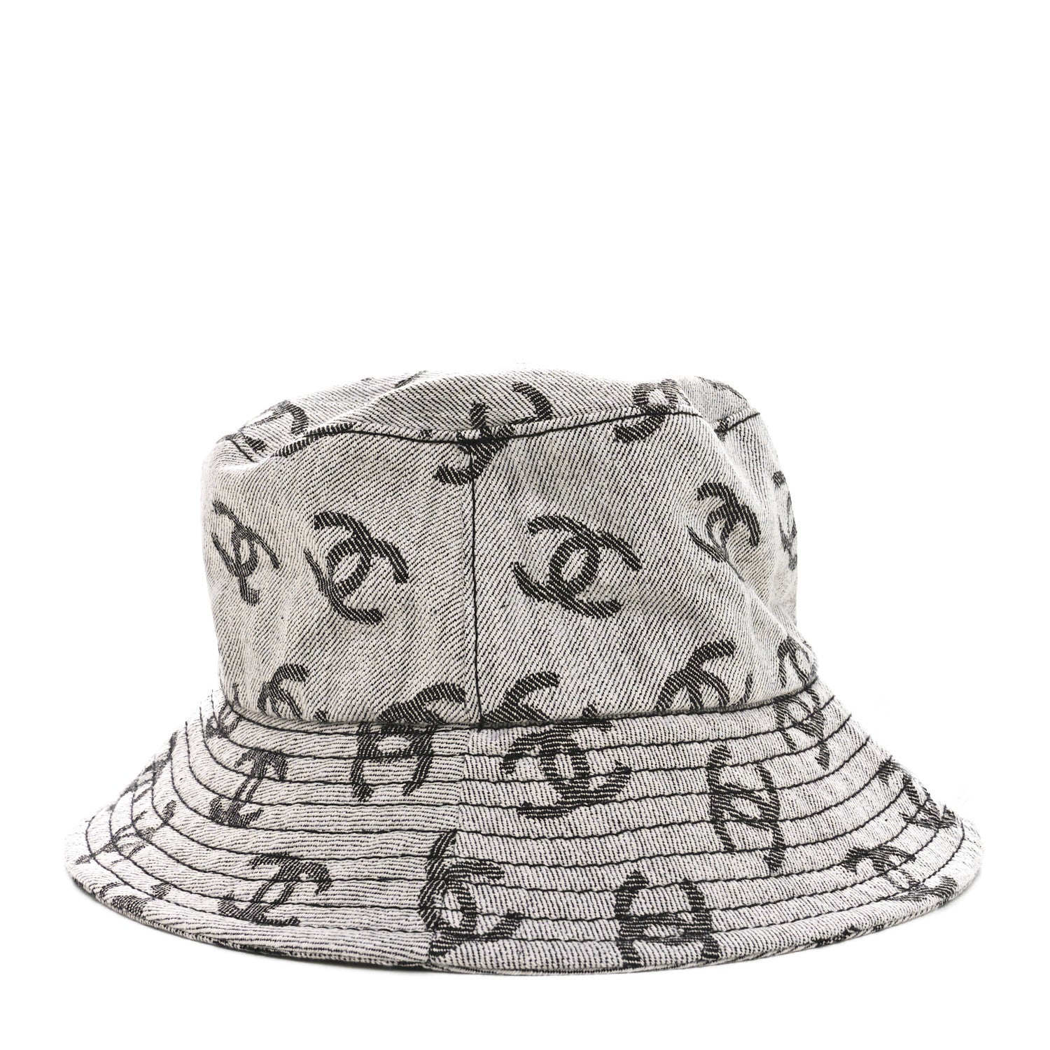 Chanel Denim CC Bucket Hat S White Black 5 of 10