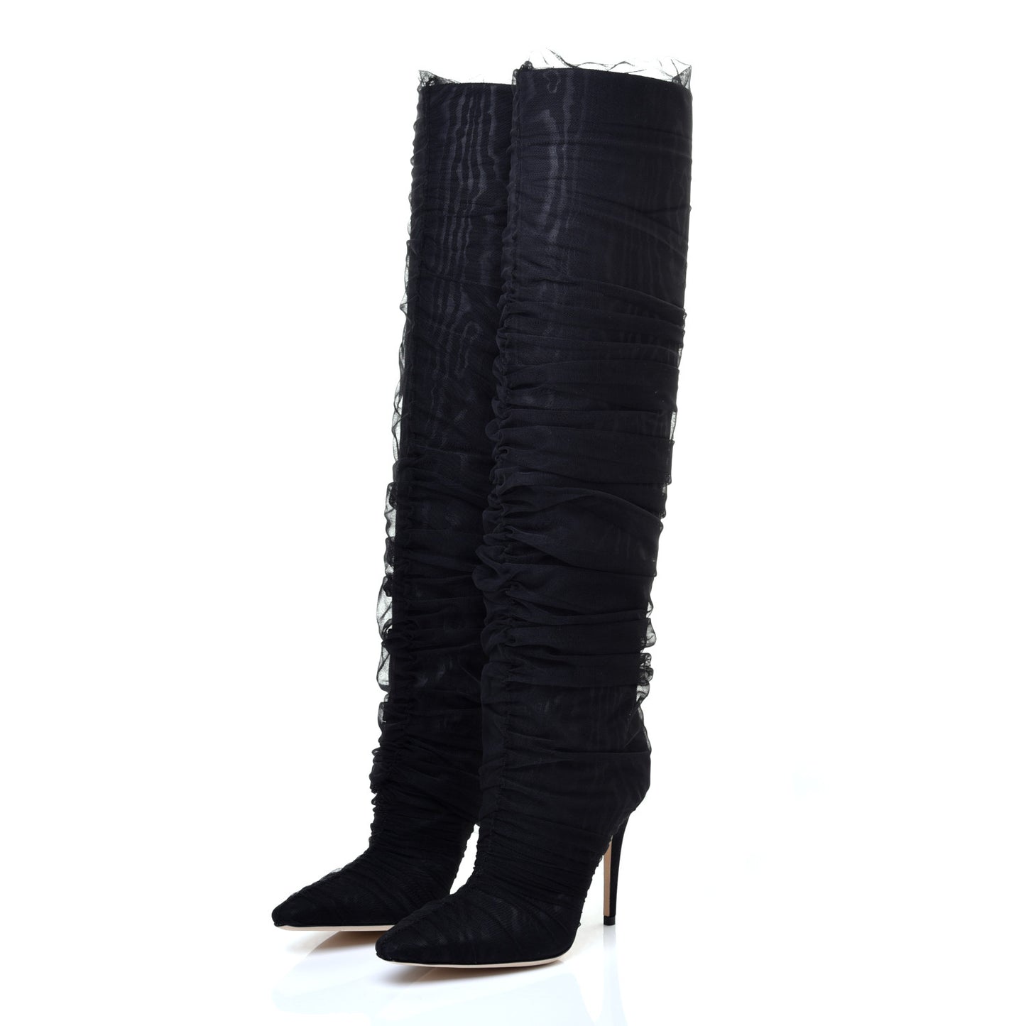 x OFF-WHITE Tulle Elisabeth 100 Knee High Boots 36.5 Black