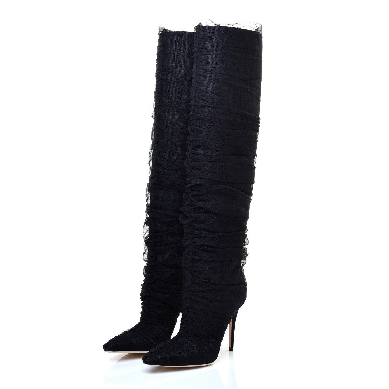 Jimmy Choo x OFF-WHITE Tulle Elisabeth 100 Knee High Boots 36.5 Black 3 of 6