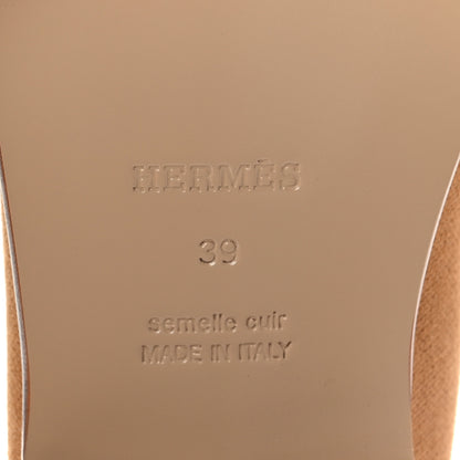 Hermes Calfskin Canvas Womens Destin Loafer 39 Naturel Beige Dore 8 of 9