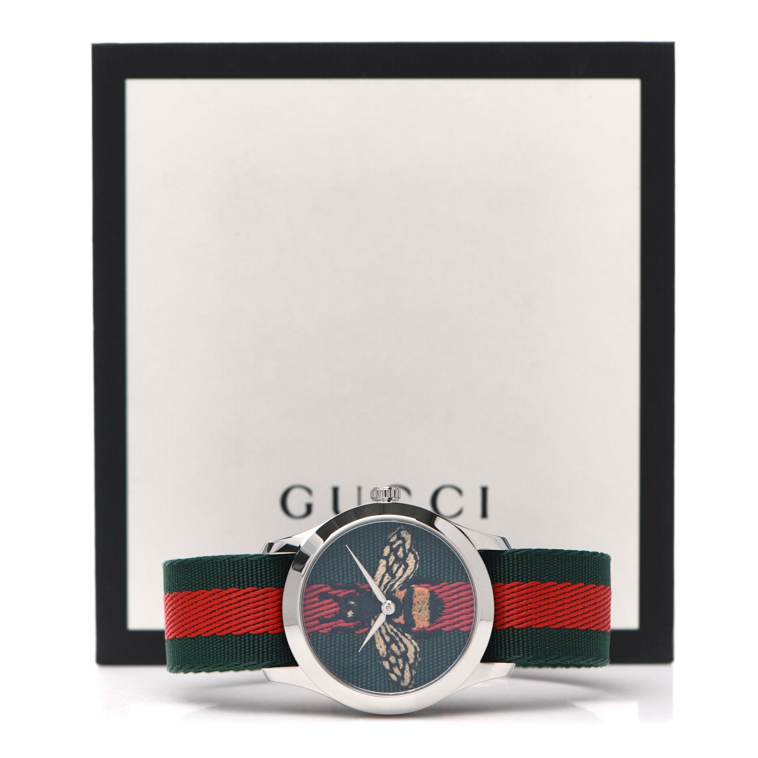 Gucci Stainless Steel Nylon 38mm Le Marche Des Merveilles Bee Quartz Watch Green 5 of 5