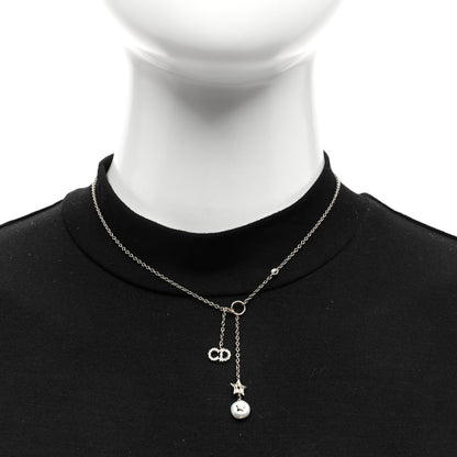 Christian Dior Crystal Pearl CD Shiny-D Tribal Long Necklace Gold 2 of 4