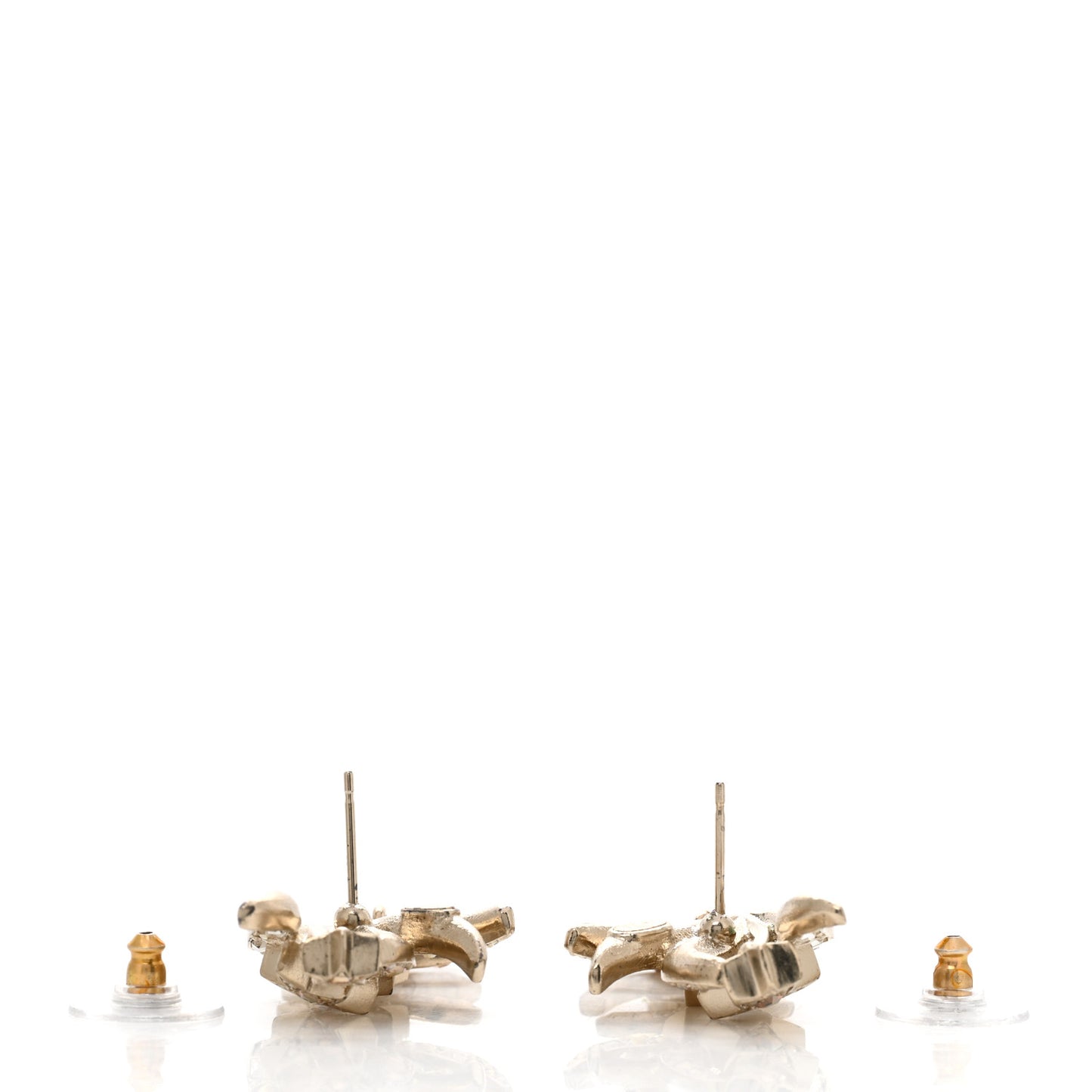 Crystal Baguette CC Wing Star Earrings Gold