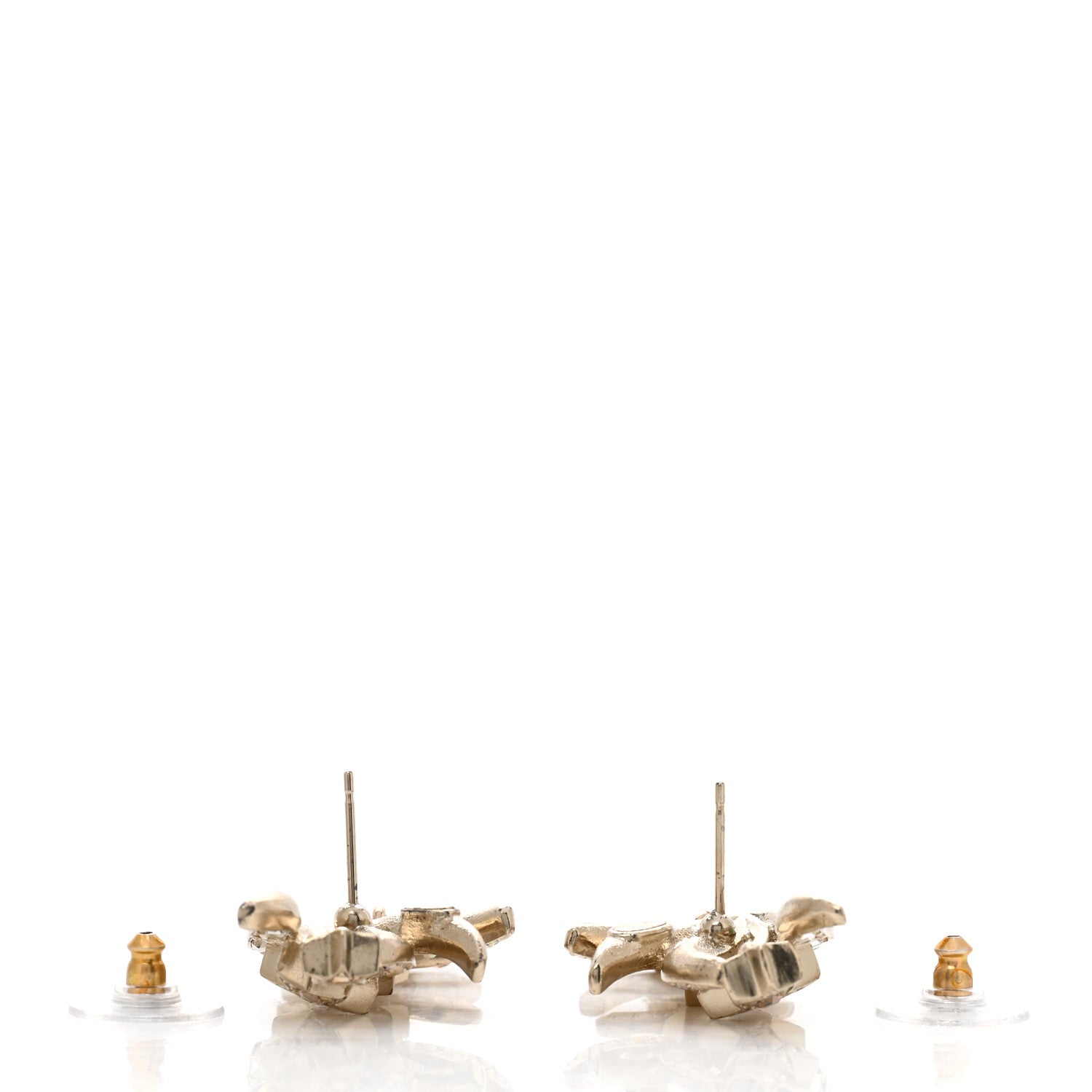 Chanel Crystal Baguette CC Wing Star Earrings Gold 3 of 4