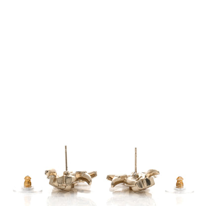 Chanel Crystal Baguette CC Wing Star Earrings Gold 3 of 4