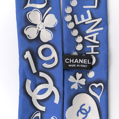 Chanel Silk CC Slim Bandeau Scarf Navy Ecru 3 of 3