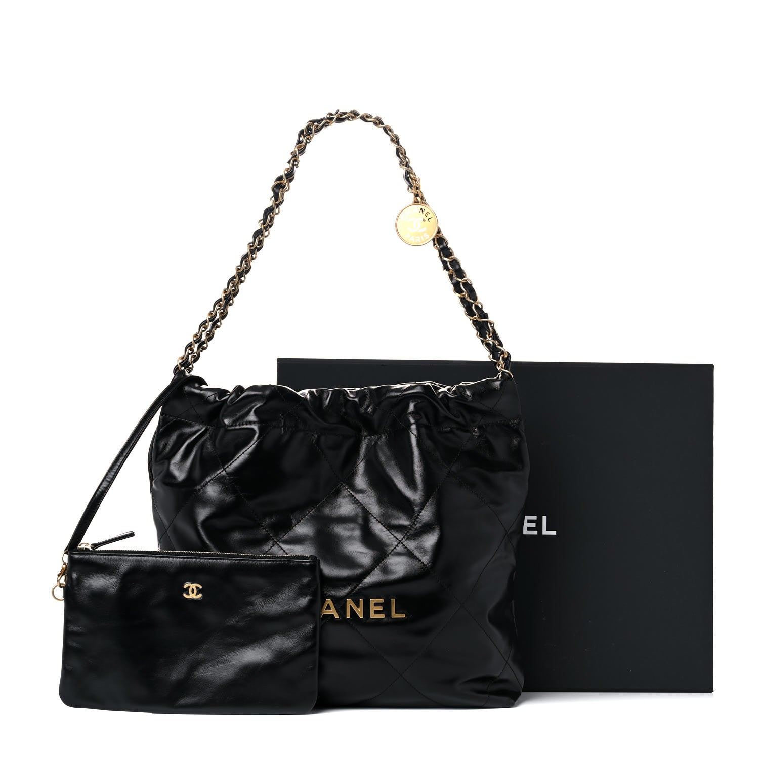 Chanel Shiny Calfskin Quilted Small Chanel 22 Black 13 of 13