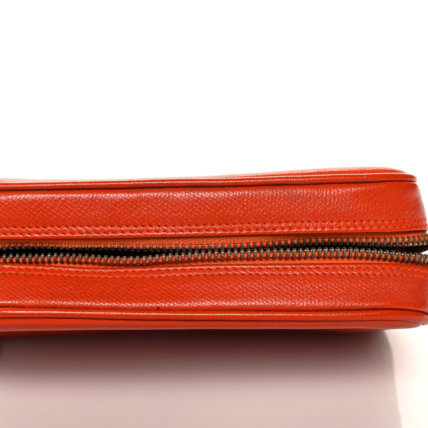 Chanel Grained Calfskin CC Button Medium Pouch Cosmetic Case Orange 14 of 15