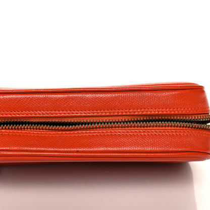Chanel Grained Calfskin CC Button Medium Pouch Cosmetic Case Orange 14 of 15