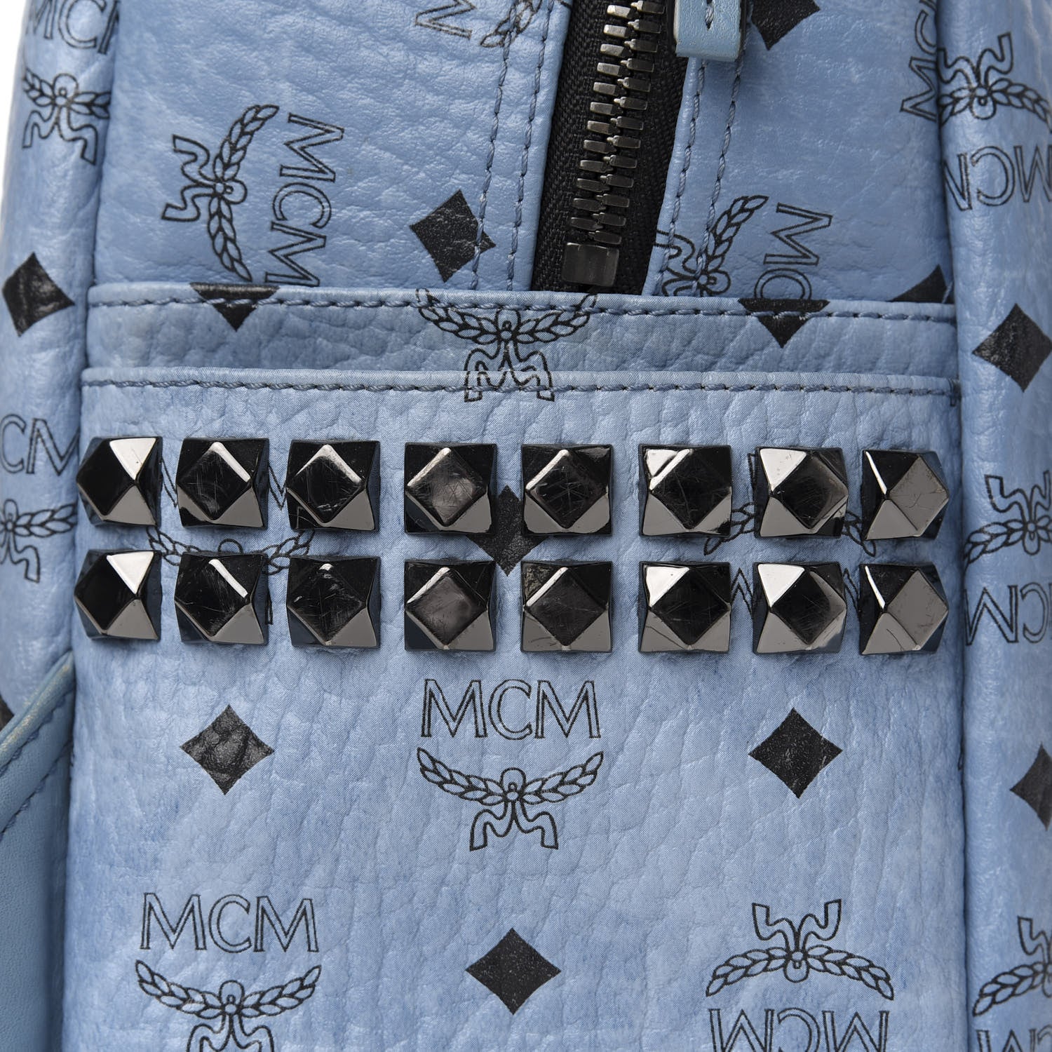 MCM Visetos Small Side Stud Stark Backpack Munich Blue 18 of 19