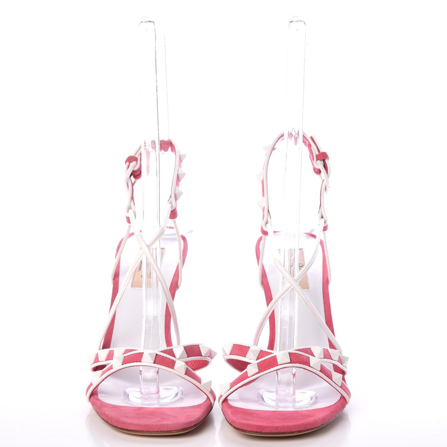 Suede Free Rockstud Crisscross Slingback 85mm Sandals 39 Shadow Pink Optic White