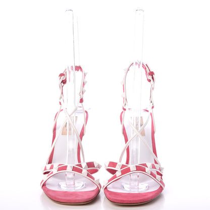 Valentino Garavani Suede Free Rockstud Crisscross Slingback 85mm Sandals 39 Shadow Pink Optic White 2 of 11