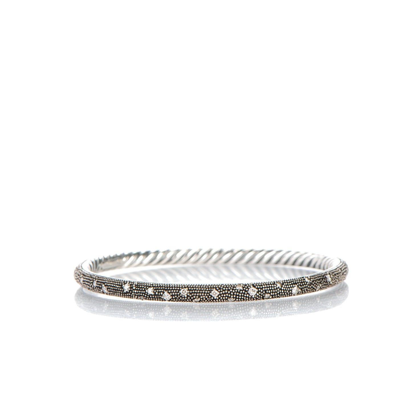 Sterling Silver Diamond 4mm Midnight Melange Bangle Bracelet