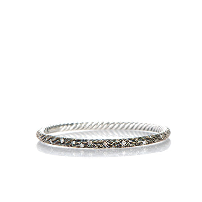David Yurman Sterling Silver Diamond 4mm Midnight Melange Bangle Bracelet 3 of 4