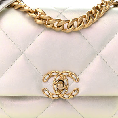 Chanel Iridescent Calfskin Quilted Medium Chanel 19 Flap White 8 of 11