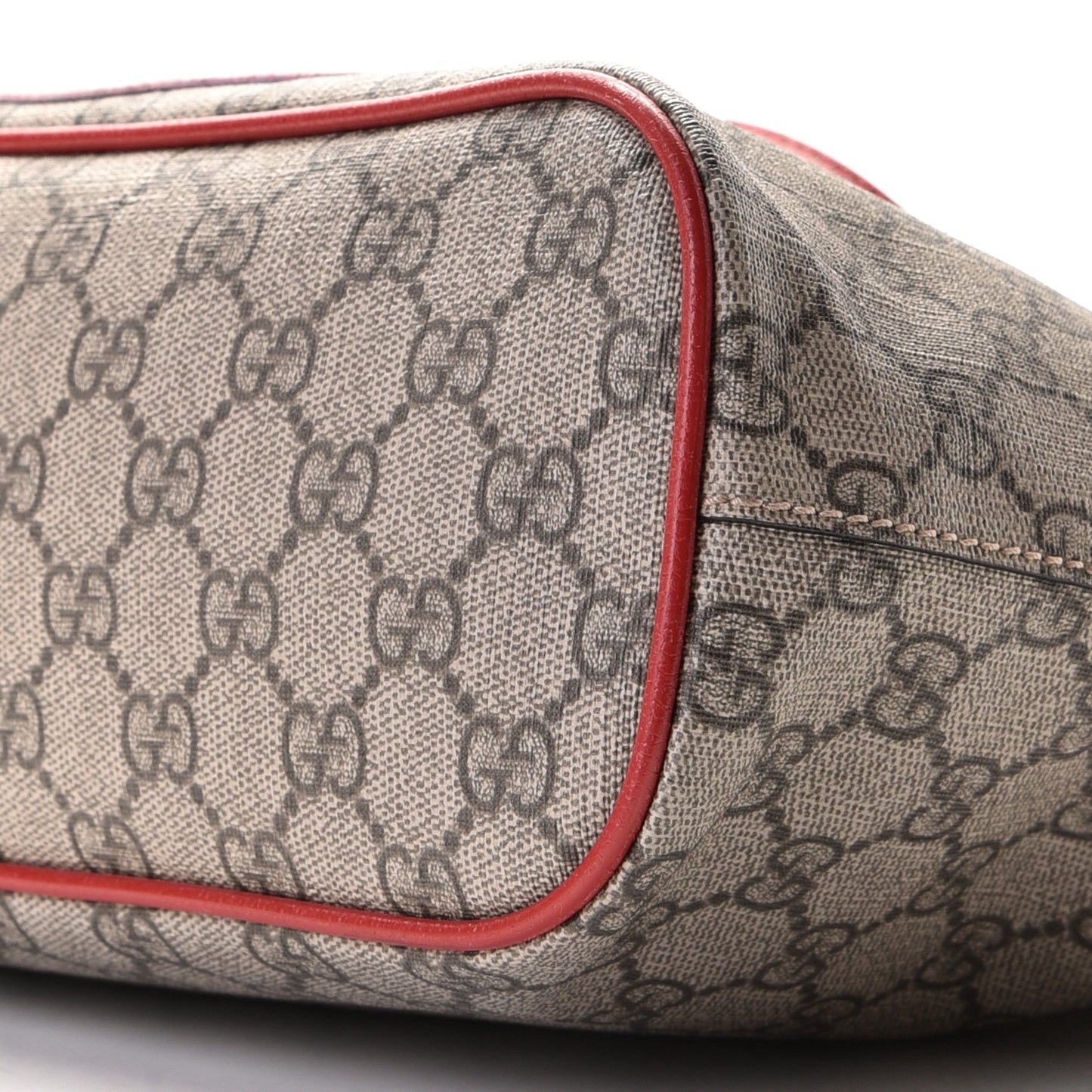 Soft GG Supreme Monogram Web Bosco Patch Small Crossbody Tote Beige Malva Hibiscus Red