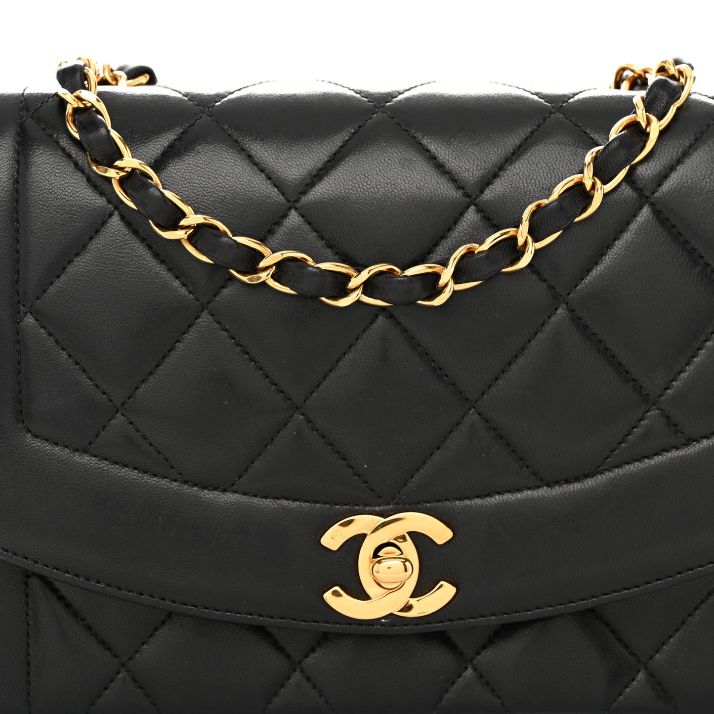 Lambskin Quilted Small Single Flap Black