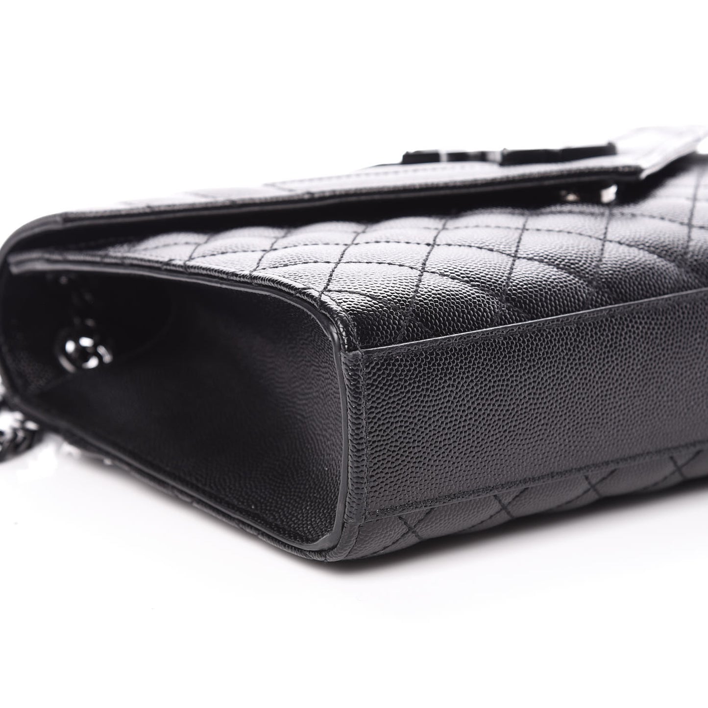 Grain De Poudre Textured Mixed Matelasse Triquilt Medium Monogram Satchel Black