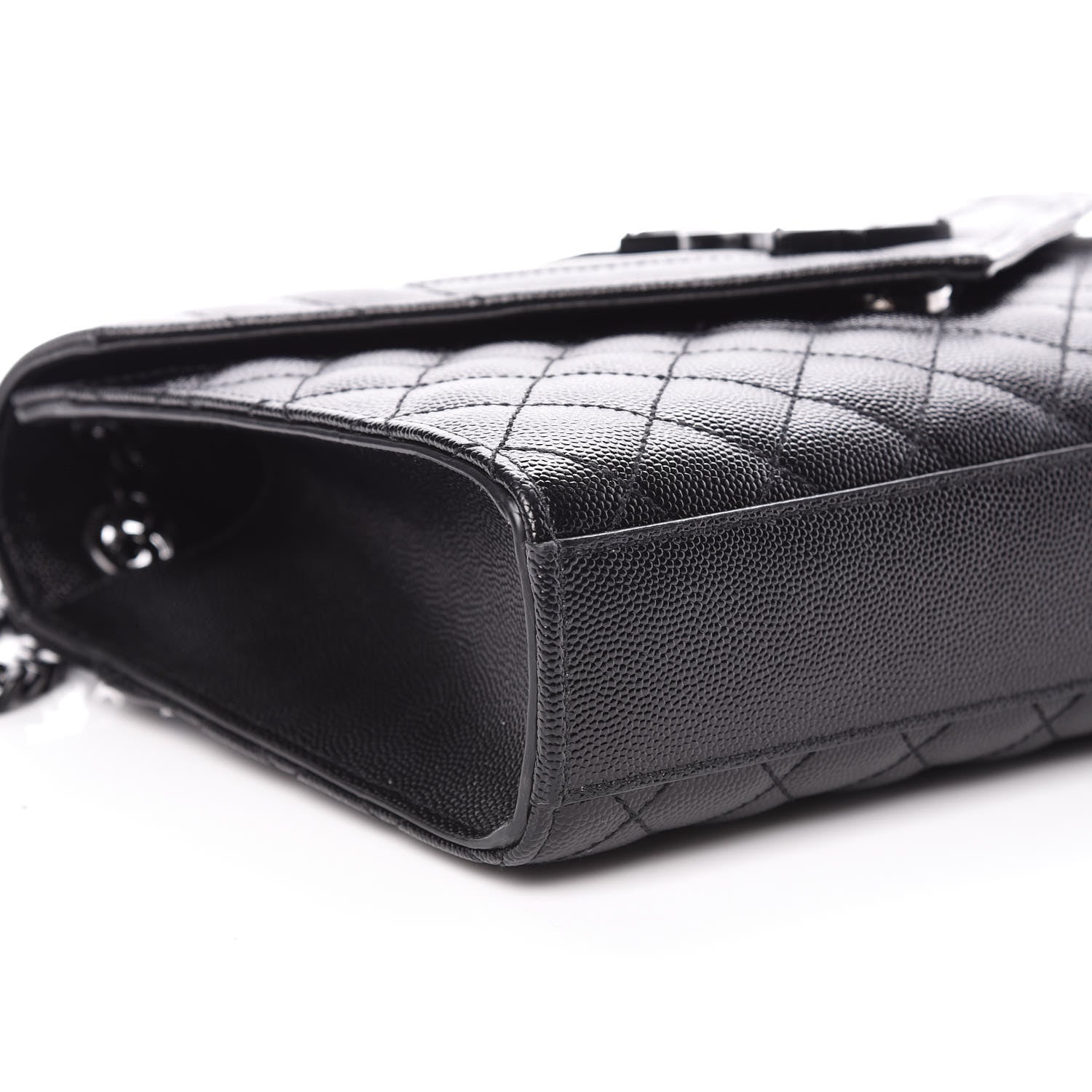 Saint Laurent Grain De Poudre Textured Mixed Matelasse Triquilt Medium Monogram Satchel Black 5 of 9