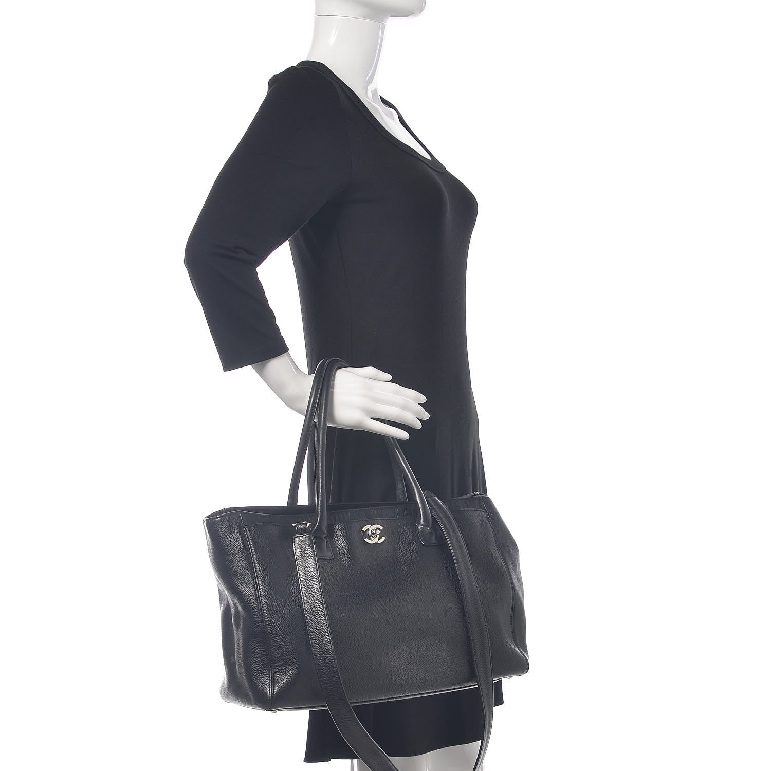 Chanel Calfskin Cerf Executive Shopper Tote Black 3 of 23