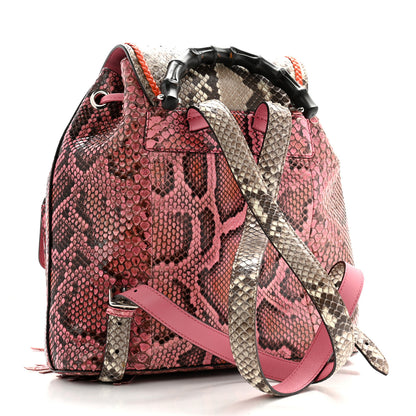 Gucci Snakeskin Medium Bamboo Backpack Pink Multicolor 3 of 13