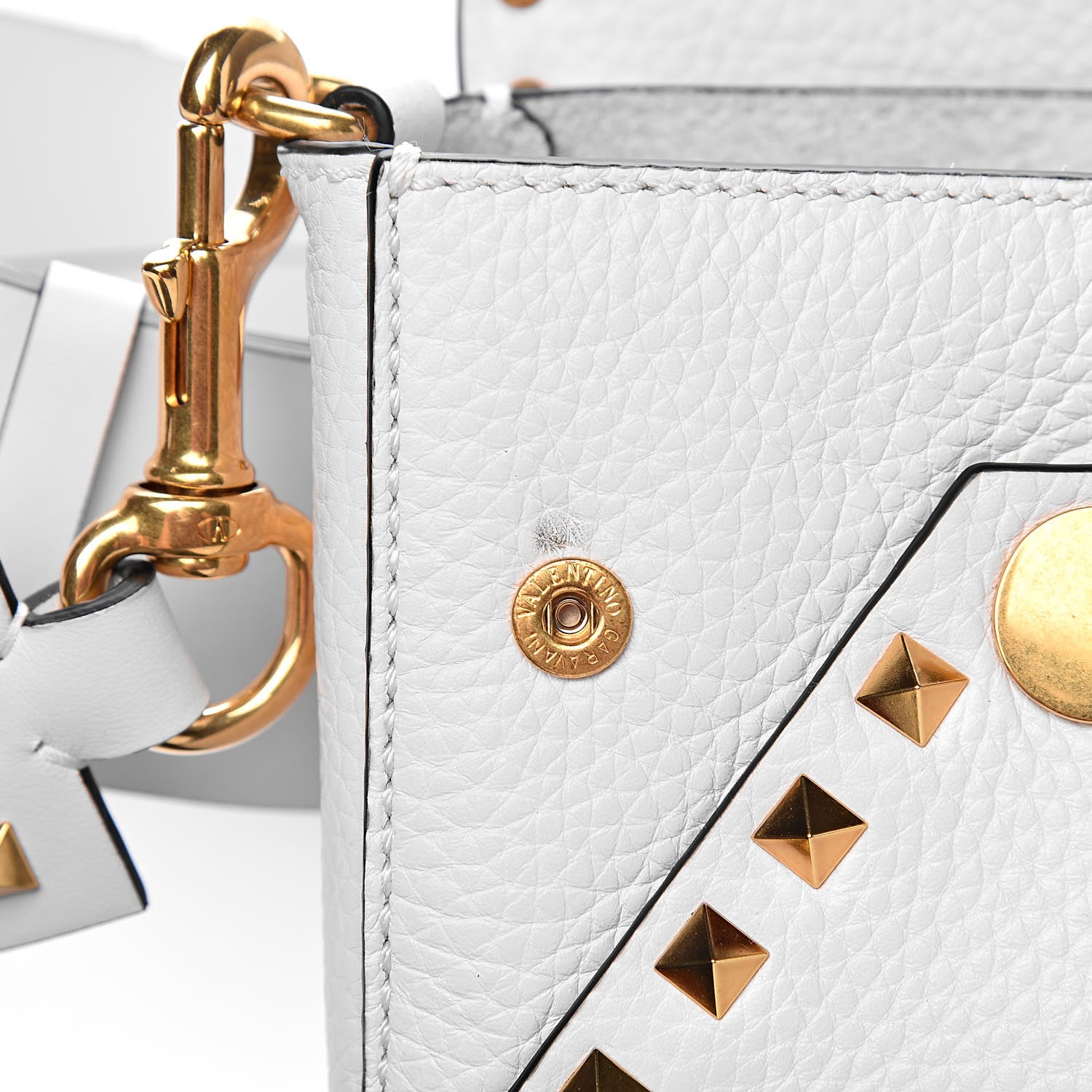 Valentino Garavani Grainy Calfskin Small Rockstud Hype Shoulder Bag White 7 of 10