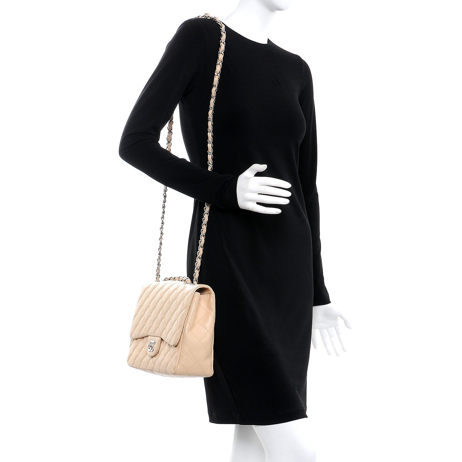 Chanel Lambskin Quilted Jumbo Single Flap Beige 2 of 13