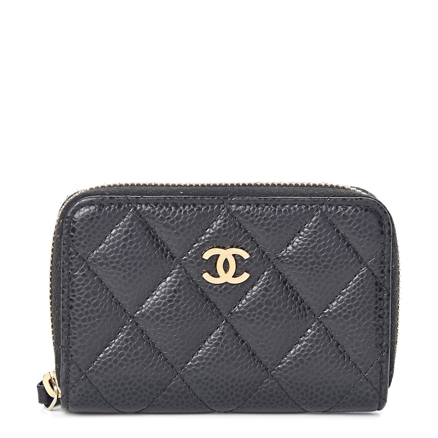 Caviar Quilted Zip Coin Purse Black