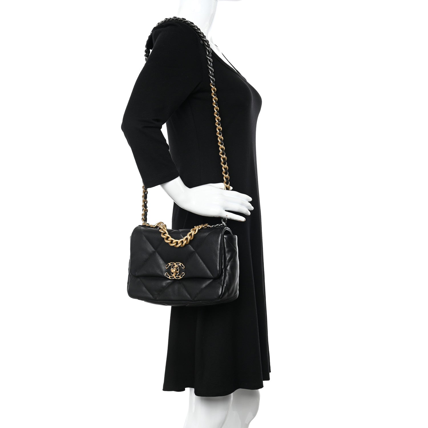 Chanel Lambskin Quilted Medium Chanel 19 Flap Black 2 of 9