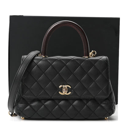 Chanel Caviar Lizard Embossed Quilted Mini Coco Handle Flap Black 20 of 21
