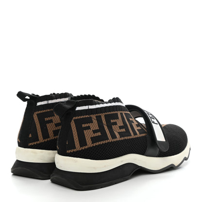 Fendi Stretch Yarn FF Stiff Band Rockoko Sneakers 38 Black White Tobacco 3 of 8
