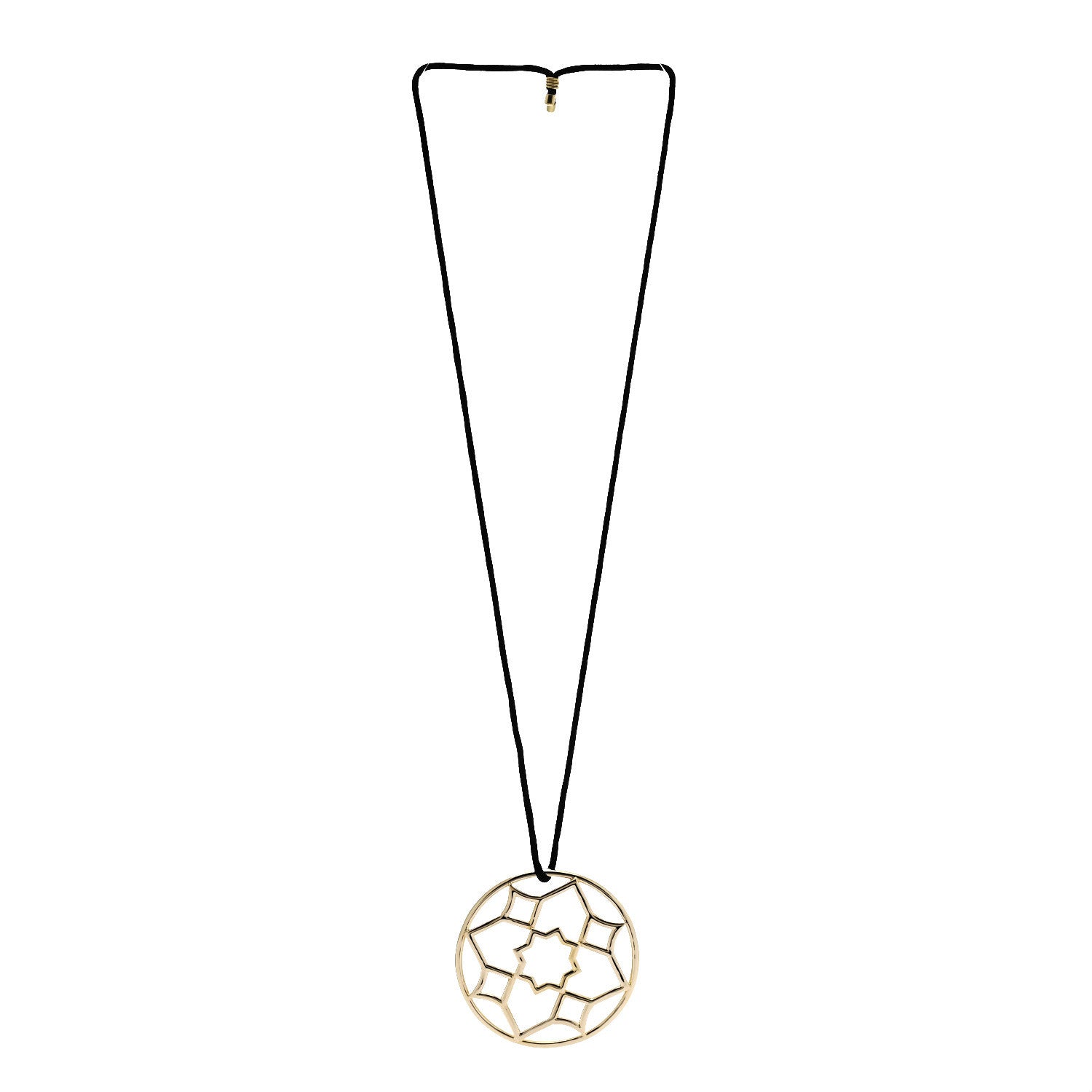 Tiffany 18K Yellow Gold Paloma Picasso Zellige Medallion Pendant Cord Necklace 3 of 5