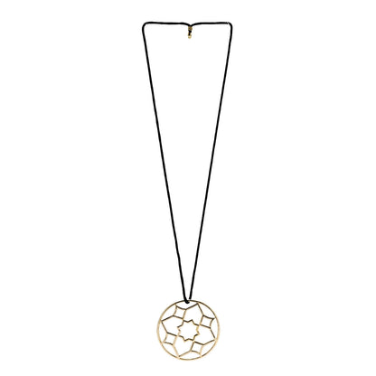 Tiffany 18K Yellow Gold Paloma Picasso Zellige Medallion Pendant Cord Necklace 3 of 5