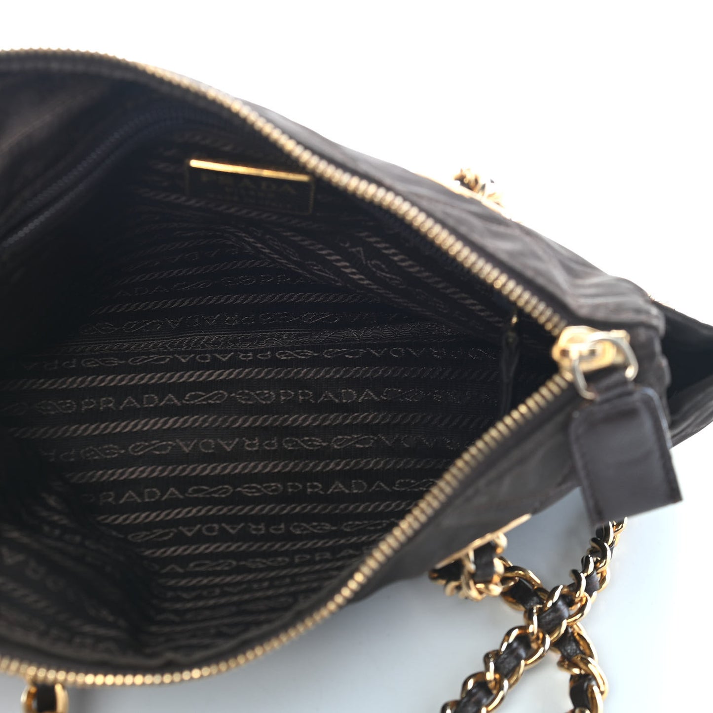 Nylon Tessuto Impuntu Quilted Shoulder Bag Ebano