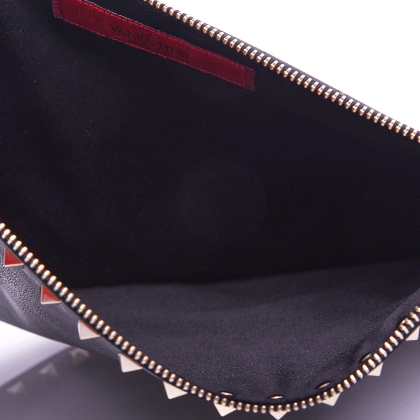 Vitello Large Rockstud Zip Pouch Black