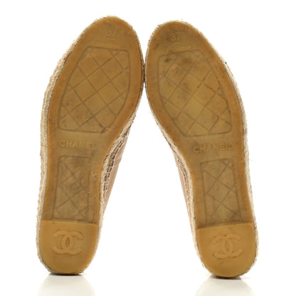 Chanel Lambskin CC Espadrilles 37 Beige Black 5 of 13